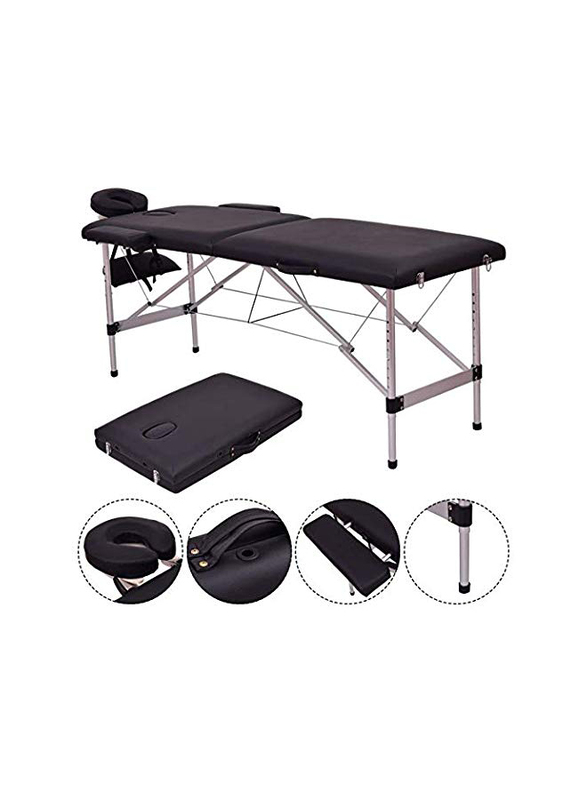 XKRSBS, Portable 2 Folding Massage & Spa Bed with Suitcase, 83 Inch, Black