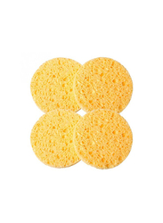 Deep Facial Cleansing Natural Wood Fibre Round Face Wash Sponge, 4 Pieces, Yellow