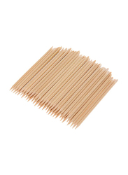 Anself Nail Art Wood Sticks Wooden Cuticle Remover Pusher Manicure Pedicure Tool Disposable, 100 Pieces, Beige