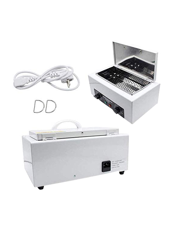 Professional High Temperature Dry Heat Nail Art Portable Manicure Sterilizer Tool, Silver/White