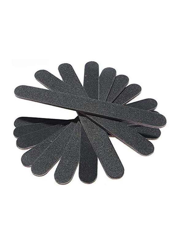 Wooden Emery Board Sandpaper Manicure Tool Disposable Sanding Nail File, 10 Pieces, Black