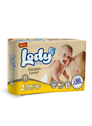Lody Baby Premium Comfort Diapers, Size 2, Mini, 3-6 kg, Twin Pack, 40 Count