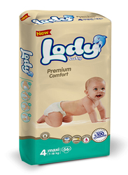 Lody Baby Premium Comfort Diapers, Size 4, Maxi, 7-18 kg, Jumbo Pack, 56 Count