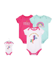 Hudson Baby Short Sleeve Bodysuit Set for Baby Girls, 3 Pieces, 9-12 Months, Multicolour