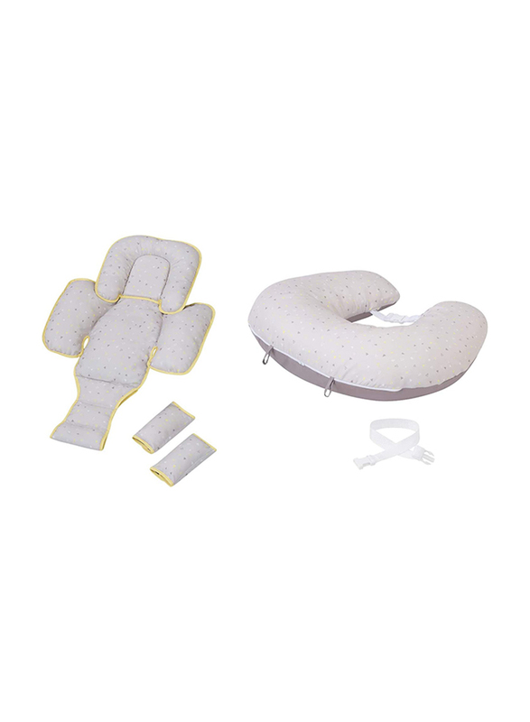 

Clevamama Cleva Cushion Nursing Pillow & Baby Nest, Grey/Yellow