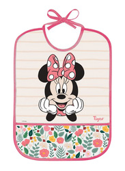 Tigex Minnie Waterproof PEVA Bib for Girls, 6+ Months, Beige/Pink