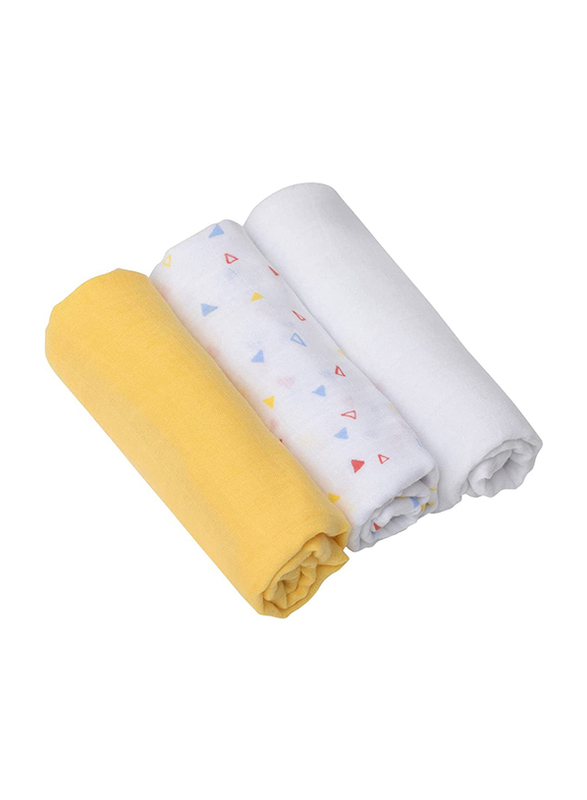 

Clevamama Super Soft Bamboo & Cotton Muslin Cloth Set, 3 Pieces, Yellow