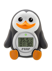 Reer My Happy Pingu 2-in-1 Digital Bath and Room Thermometer for Kids, White/Black/Orange