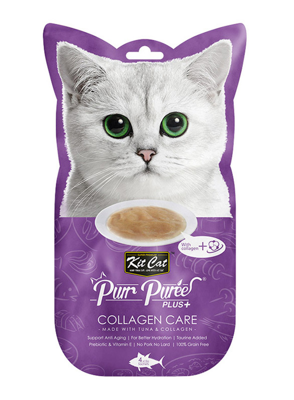 

Kit Cat Purr Puree Plus Tuna & Collagen Care Wet Cat Food, 4 x 15g