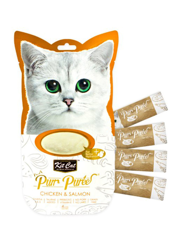 

Kit Cat Puree Chicken & Salmon Cat Wet Food, 4 x 15g