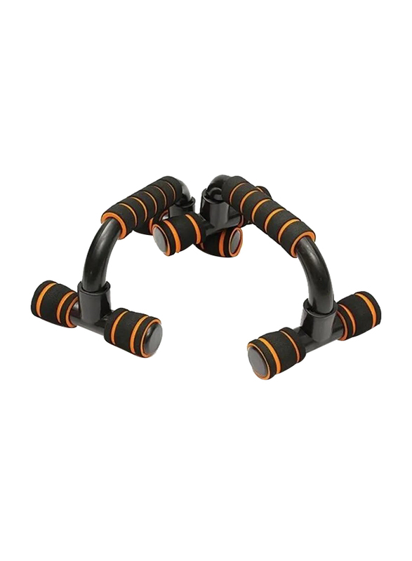 AxeBon Push Up Stands Hand Bar Home Fitness Gym Equipment Set, 1 Pair, Black/Orange