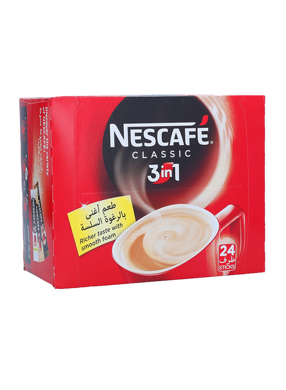 Nescafe 3-in-1 Classic Instant Coffee Mix, 24 Sticks x 20g