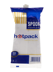 Hotpack 50-Piece Disposable Plastic Dessert Spoon, White