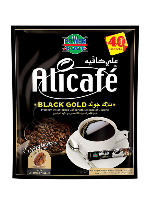 

Ali Cafe Black Gold 2 in 1 Instant Coffee with Essence of Ginseng, 40 Sachets x 2.5g