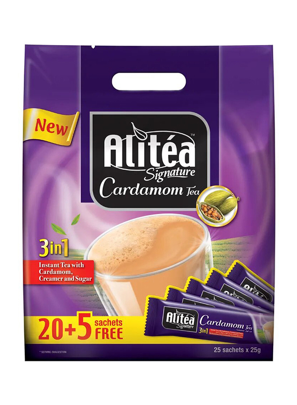 

Ali Tea Signature 3 in 1 Cardamom Tea with Creamer & Sugar, 25 Sachets x 25g