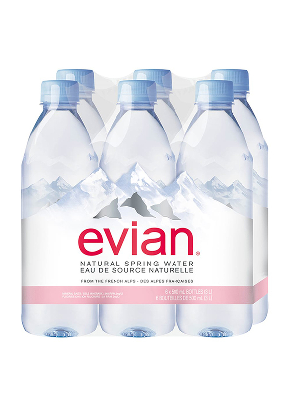 

Evian Natural Normal Mineral Water, 6 x 500ml