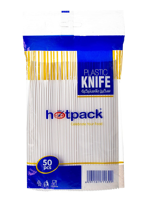 

Hotpack 50-Piece Disposable Plastic Dessert Knife, White