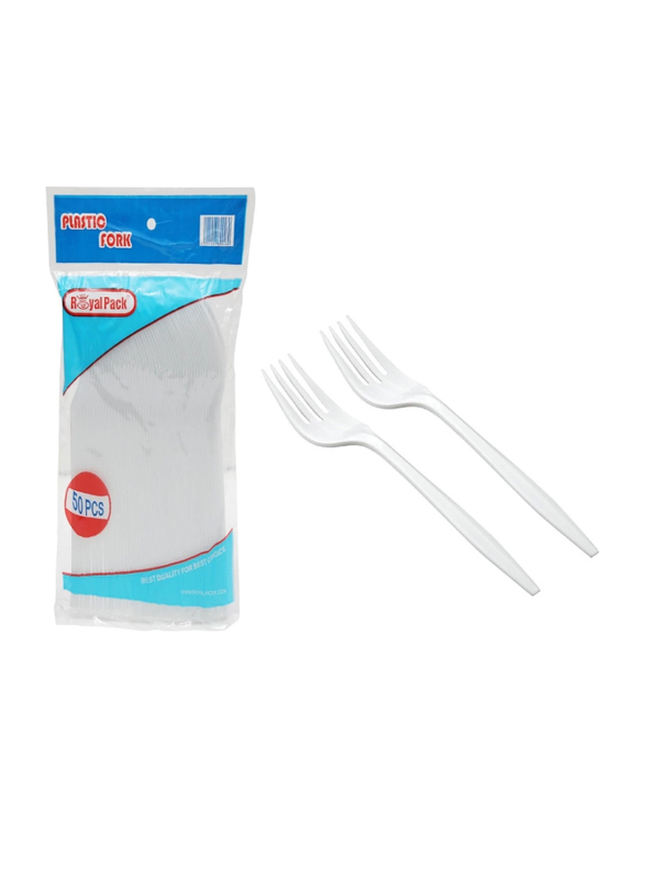 

Royal Pack 50-Piece 16.5cm Disposable Plastic Forks, White