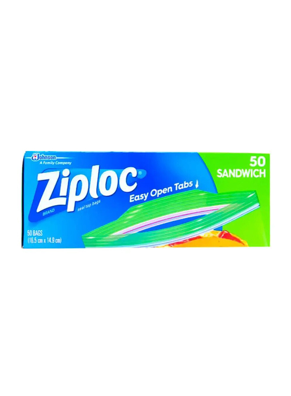 

SC Johnson Ziploc Seal Top Sandwich Bags, Clear, 50 Pieces