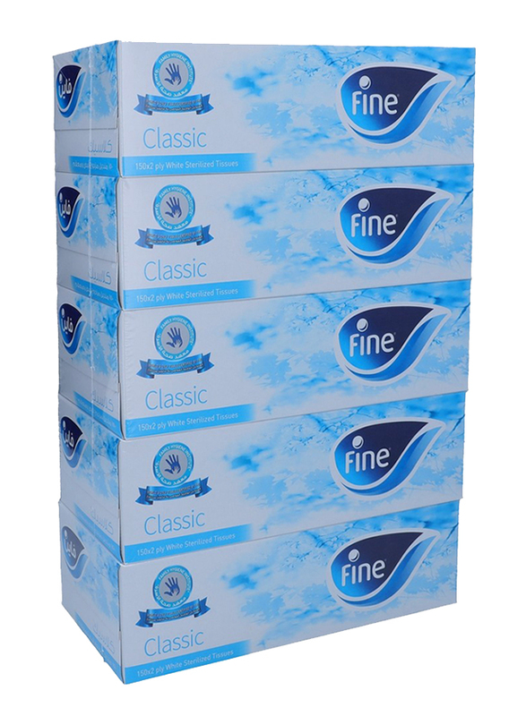 

Fine Classic White Sterilized Tissues, 5 Boxes x 150 Sheets x 2Ply