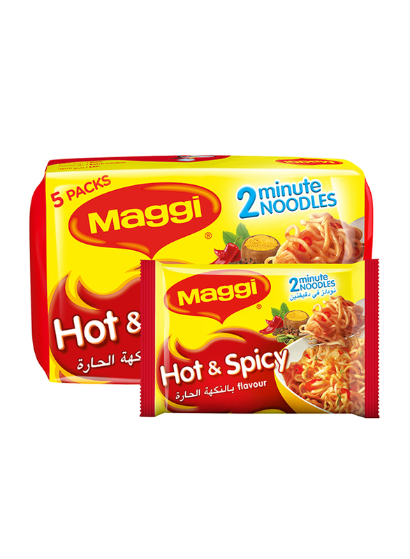 

Maggi 2 Minute Noodles Hot & Spicy Flavour with No Added Preservatives, 5 x 78g