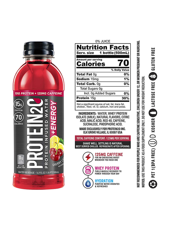 

Protein2o Infused Energizing Water Cherry Lemonade Flavor Energy Drink, 500ml