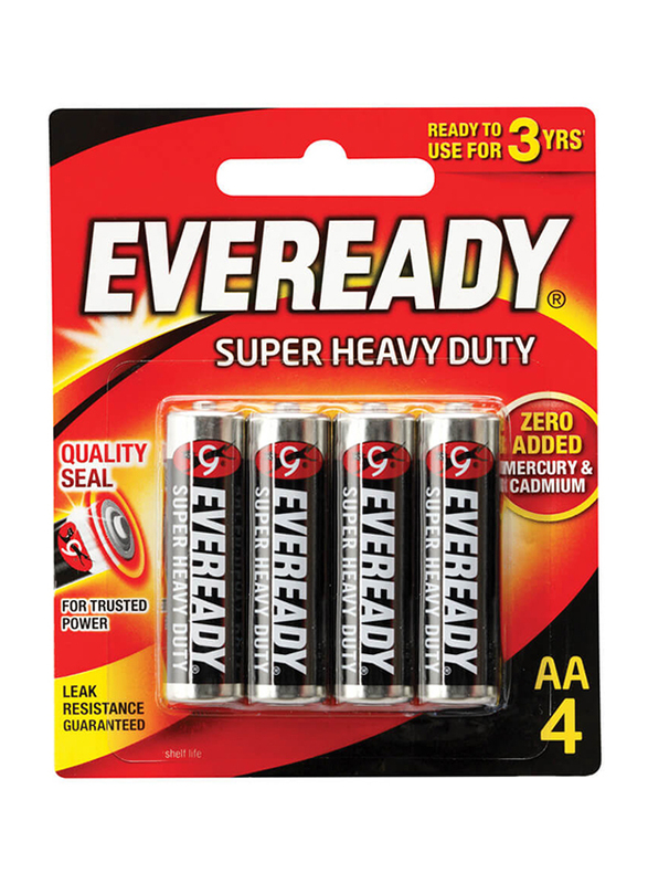 

Eveready 4-Piece AA Super Heavy Duty Batteries, Black