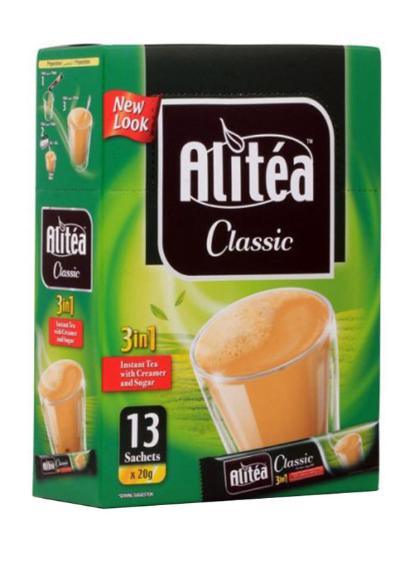 

Ali tea 3 in 1 Classic Karak Chai Tea with Creamer & Sugar, 13 Sachets x 20g