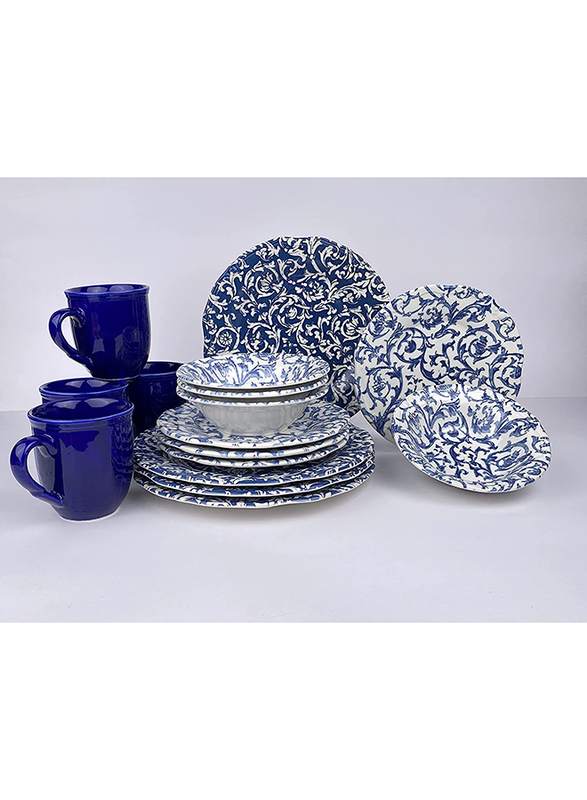 

Orchid 16-Piece Porcelain Round Dinner Set, Blue