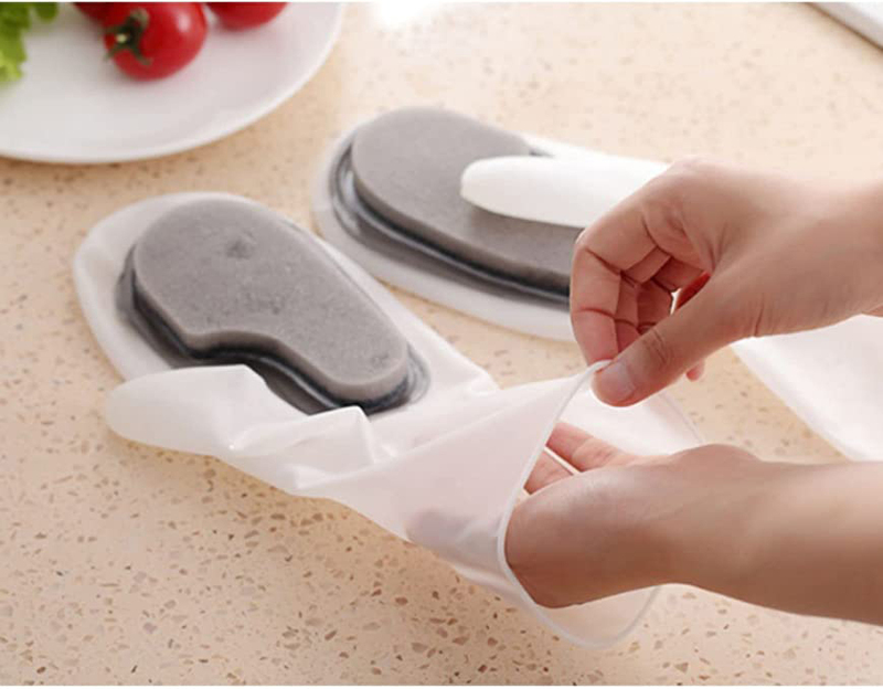 

Orchid Reusable Silicone Scrubber Dish Wash Gloves, White, 140g, 1 Pair