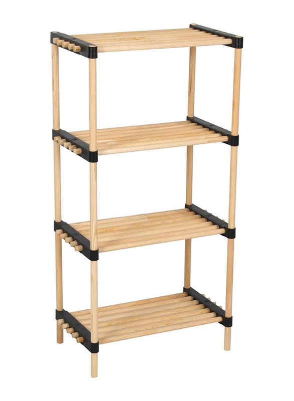 

Seowood Modular Wood 4 Functional Storage Shelf Organizer, Brown