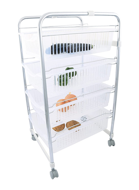 

Kiwa 4 Tier Metal Trolley Rack, White