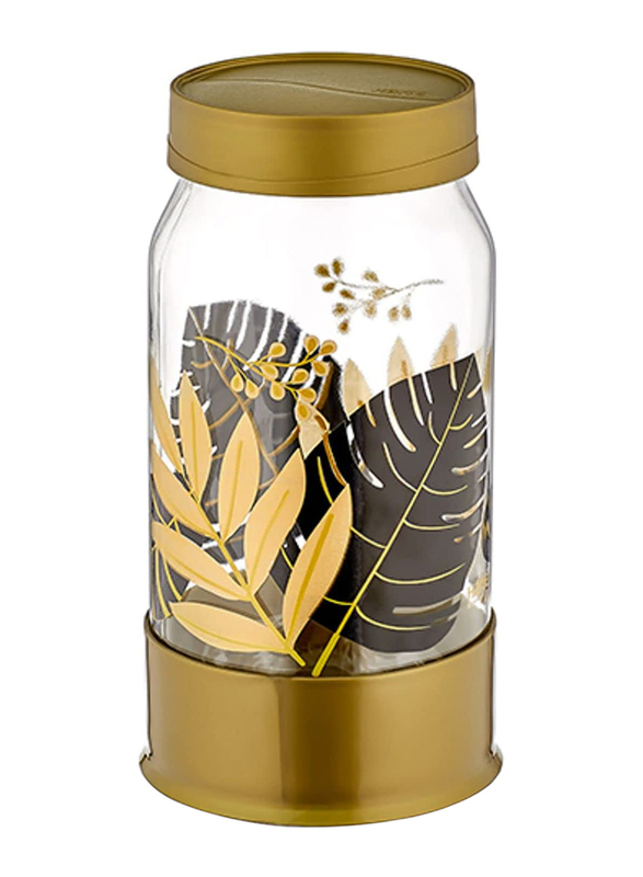 

Hane Golden Leaf Patterned Storage Jar, 1000ml, Multicolour