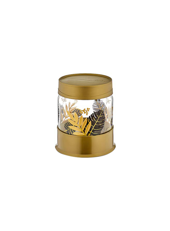 

Hane Golden Leaf Patterned Storage Jar, 425ml, Multicolour