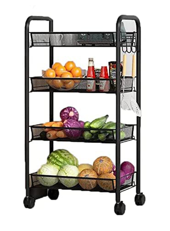 

Orchid 4-Tier Multiuse Kitchen Organizer Rack Storage Trolleys, Black