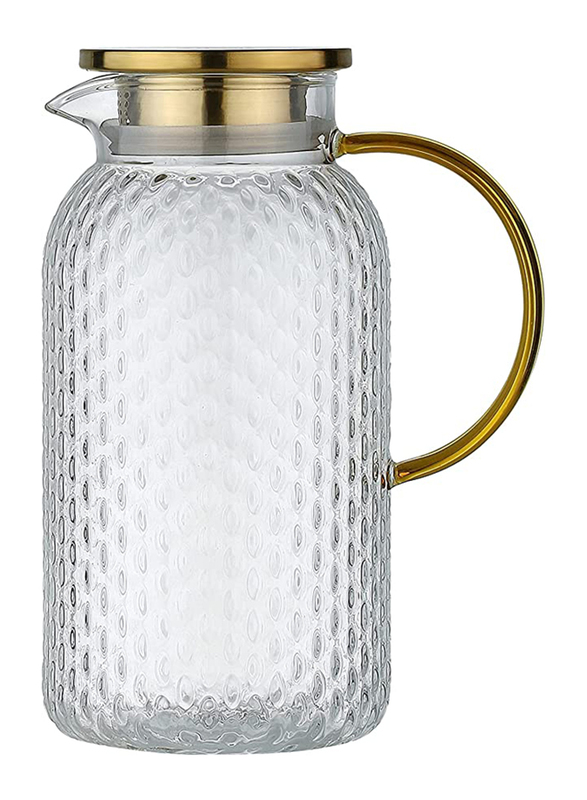 

Neoflam 67oz Water/Ice Tea/Milk/Coffee/Glass Pitcher, Clear/Gold