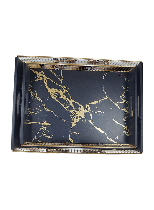 

Orchid 2-Piece Antique Wooden Rectangle Serving Tray, Black/Gold