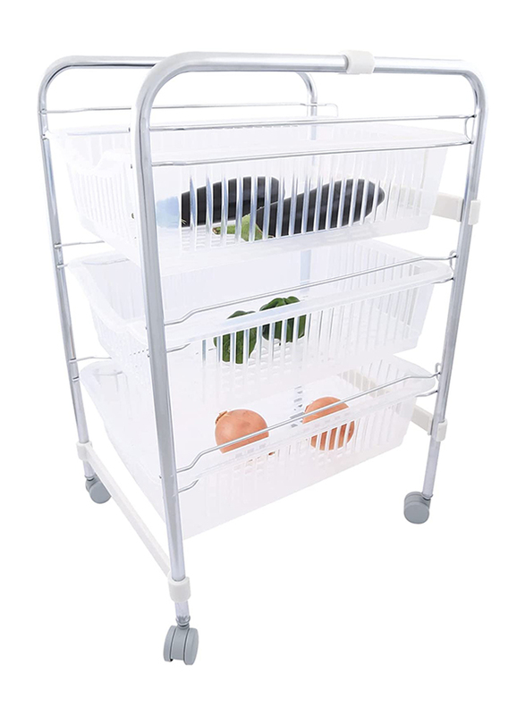 

Kiwa 3 Tier Metal Trolley Rack, White