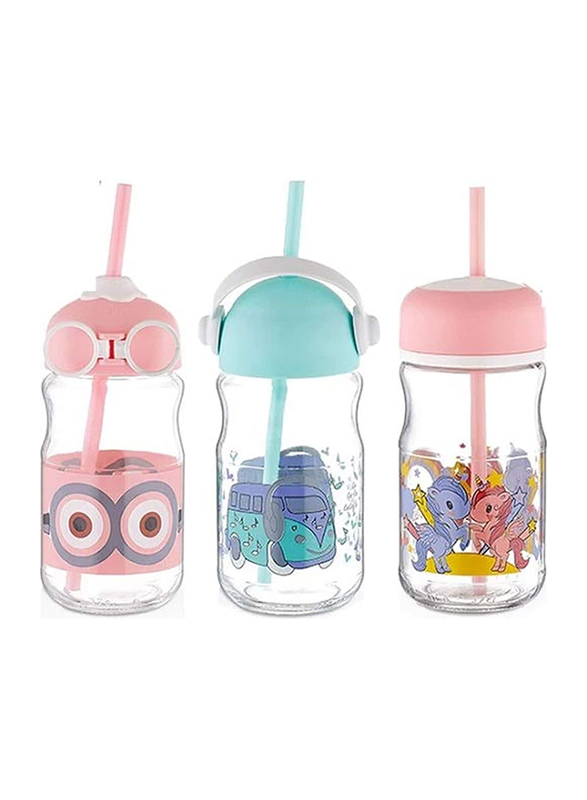 

Hane Music Water Bottle with Straw, 370ml, 3 Pieces, Multicolour