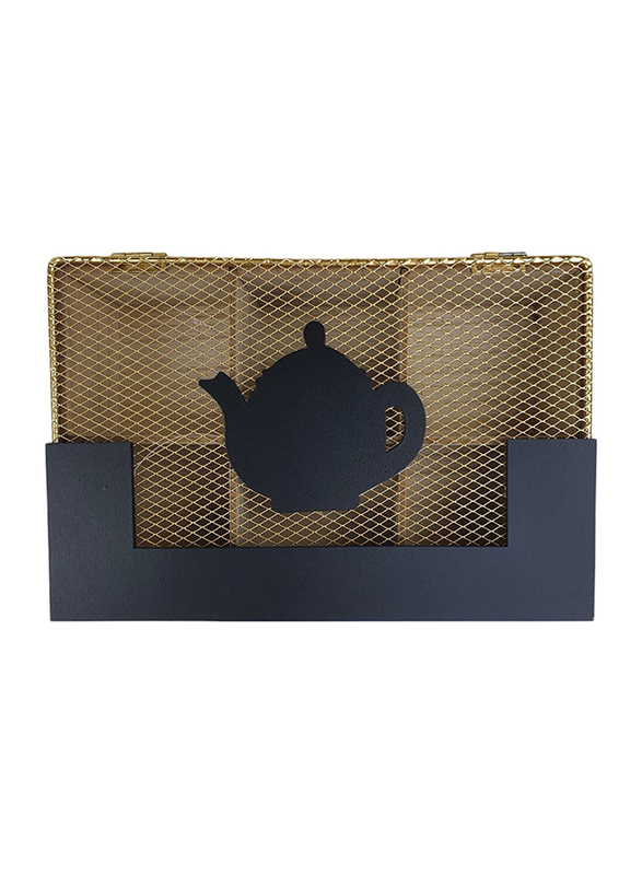 

Orchid Wood Tea Bag Storage Box with Visible Glass Lid, White/Black