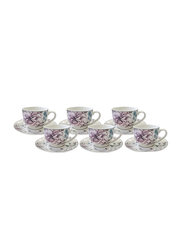 

Orchid 200ml 12-Piece Set Luxury Arabian Ceramic Tea Cup & saucer, Multicolour