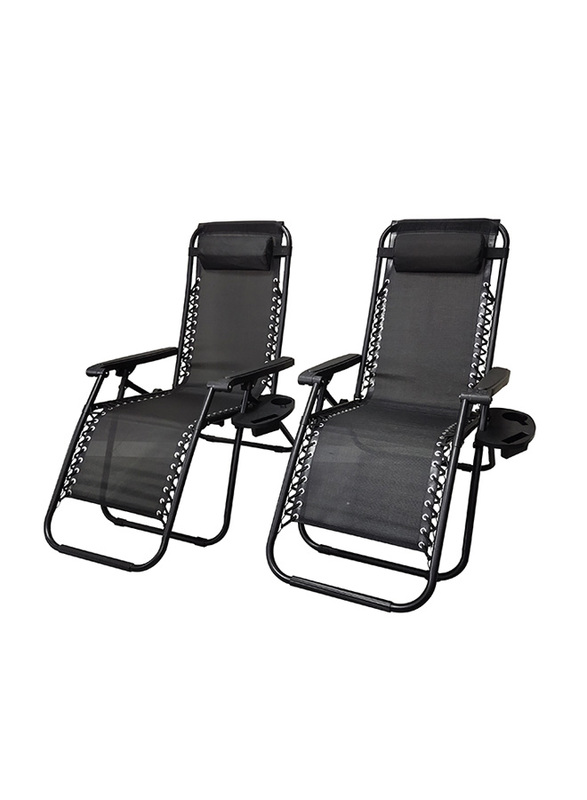 

2PCS Recliner Beach Chair Foldable with tray