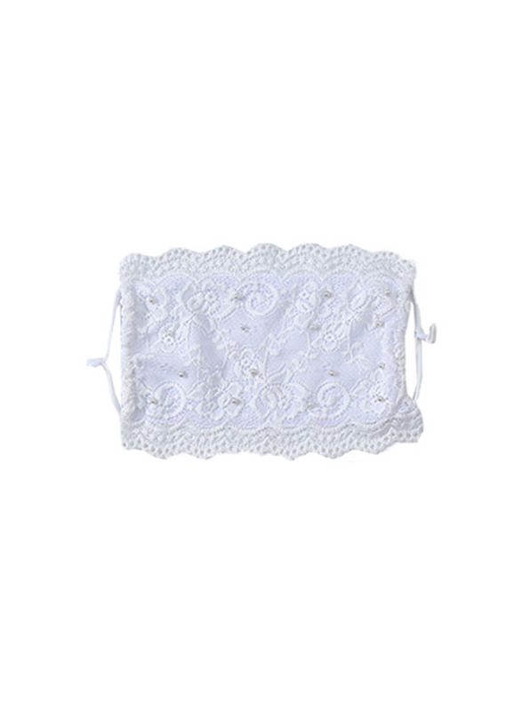 

Fashion Reusable and Washable Face Cloth Lace Mask, White