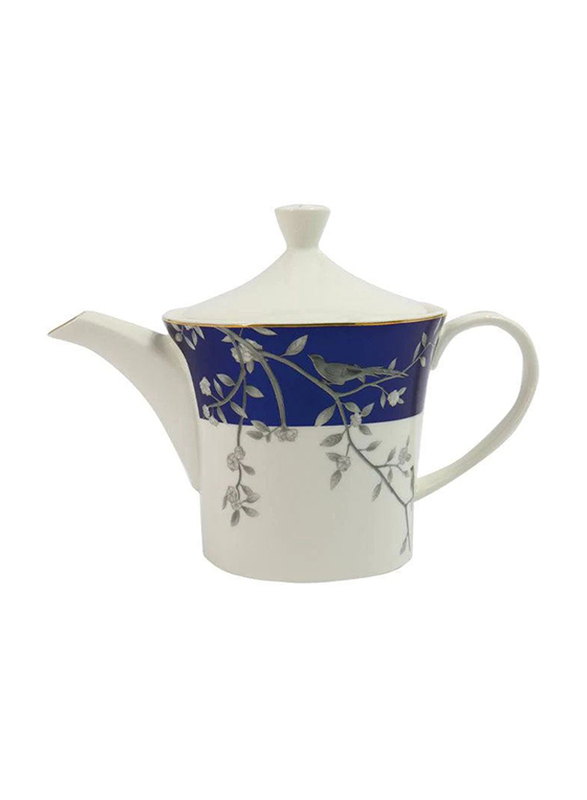 

Angela Premium Ceramic Tea Pot with Lid, MK-246, White/Blue