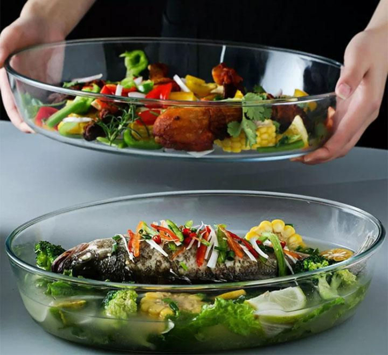 

3-Piece Borosilicate Glass Oval Bakeware Tray Set, Clear