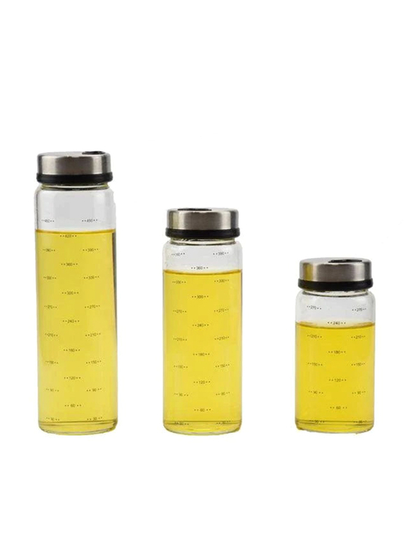 

Borosilicate 3-Piece Spice Jars Set, Silver/White