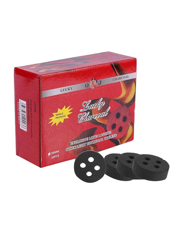 

Lucky 20-Piece 50mm Round Shaped Quick Light Charcoal Tablets, Black