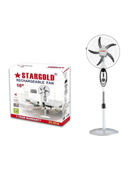 Stargold 16-Inch Rechargeable Stand Fan, 35W, SG-4038, White/Black