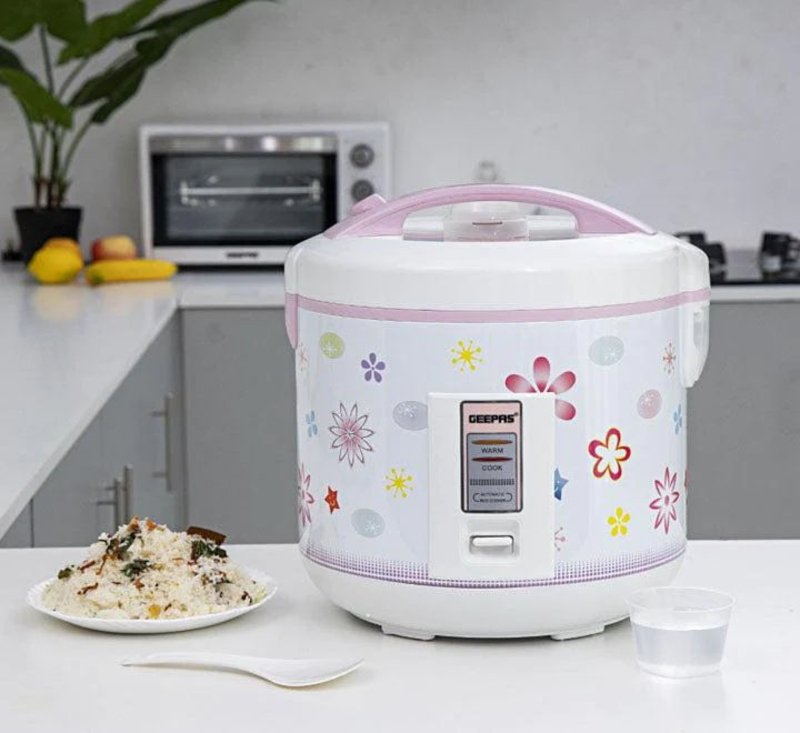 

Geepas 3.2L Electric Rice Cooker with Non-Stick Inner Pot, 1250W, GRC4331, Pink/White