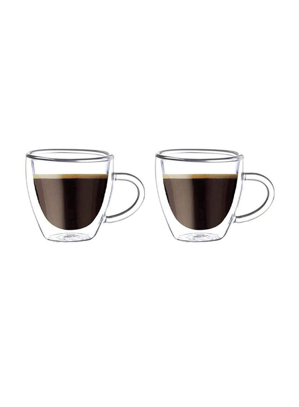 

Blackstone 2-Piece 80ml Double Wall Glass Tumbler Tea Cup Set, DH908, Clear